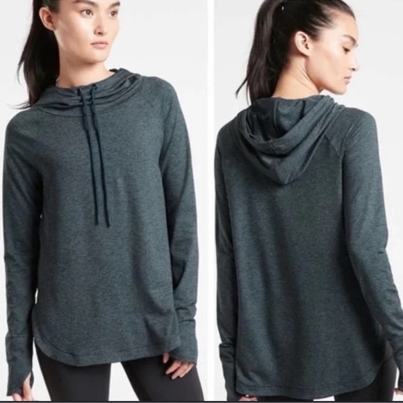 Athleta Uptempo Hoodie Sweatshirt
Women's Large Blue Green Lightweight
Hiking - Picture 1 of 2